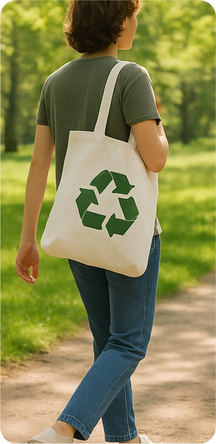 Bag with recycling sign